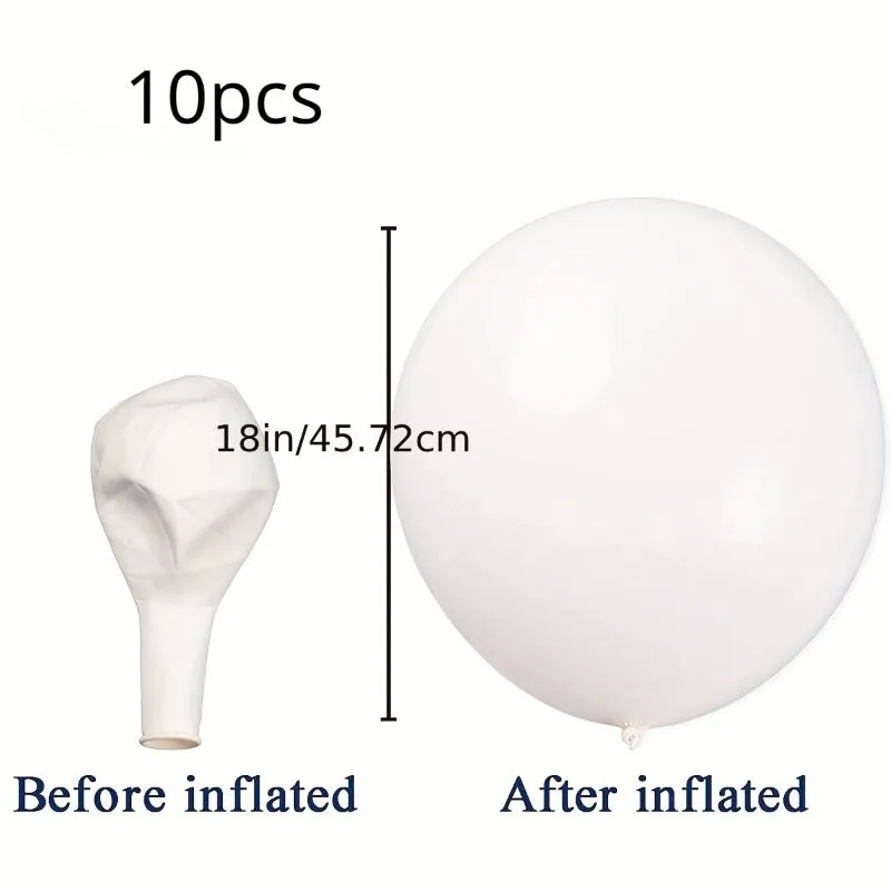 10pcs, Big White Balloons (18inch), White Jumbo Balloons Round Latex Balloons, Wedding Birthday Baby Shower, Party Event Carnival Anniversary Decorations, Photo Balloon, Wedding Balloon, Wedding Decoration, Room Decor, Party Decorations Supplies