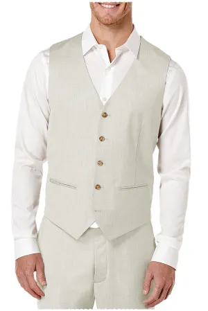 2 Pieces Single Brasted V Neck Linen Men's Vest (Waistcoat Pants)