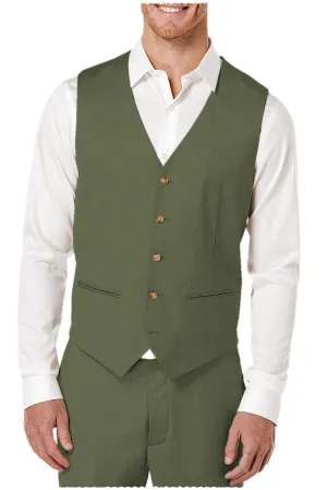 2 Pieces Single Brasted V Neck Linen Men's Vest (Waistcoat Pants)