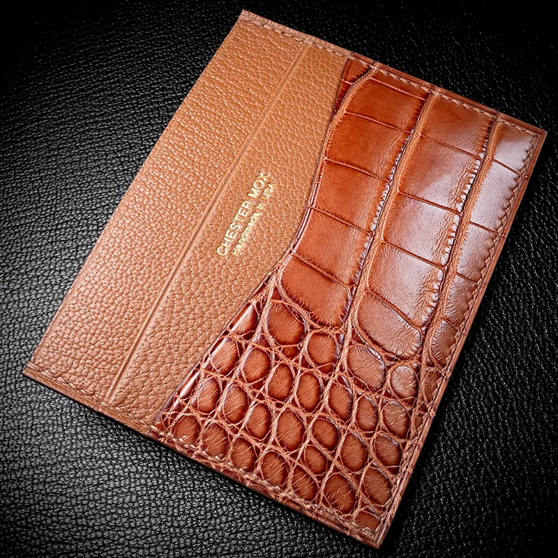 #57 BYO American Alligator   French Chèvre Leather Slim Wallet
