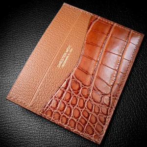 #57 BYO American Alligator   French Chèvre Leather Slim Wallet