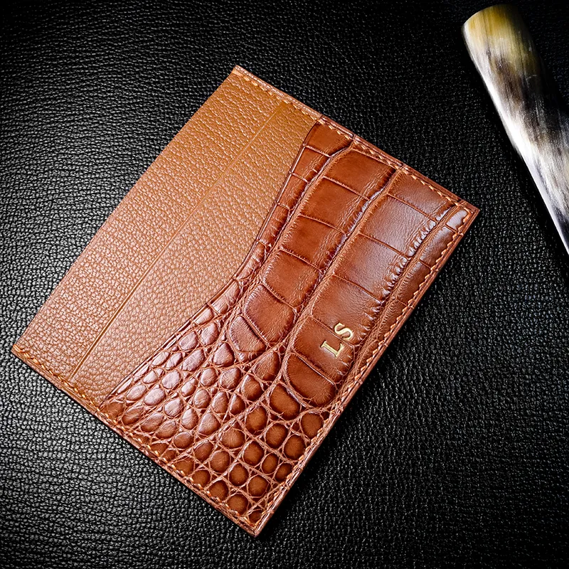 #57 BYO American Alligator   French Chèvre Leather Slim Wallet