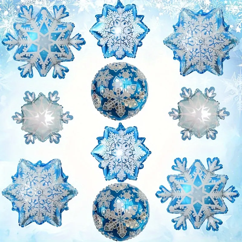 5pcs Large Snowflake Foil Balloons Christmas Snowflake Balloons Birthday Party Carnival Christmas New Year Christmas Family Party Decoration Gift Supplies Easter gift