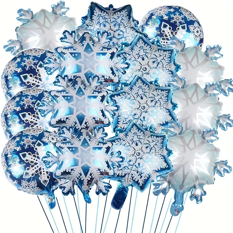 5pcs Large Snowflake Foil Balloons Christmas Snowflake Balloons Birthday Party Carnival Christmas New Year Christmas Family Party Decoration Gift Supplies Easter gift