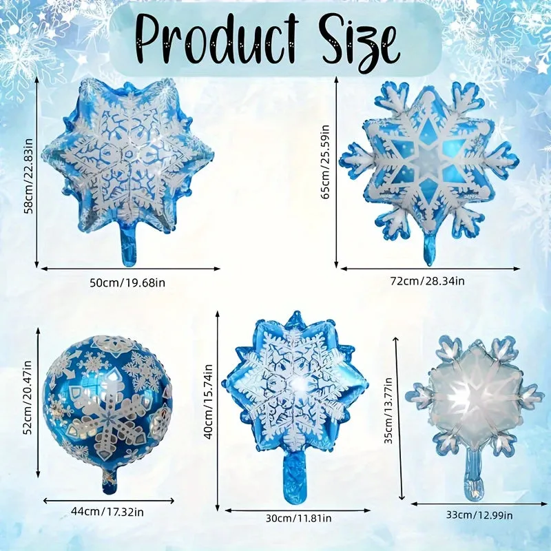 5pcs Large Snowflake Foil Balloons Christmas Snowflake Balloons Birthday Party Carnival Christmas New Year Christmas Family Party Decoration Gift Supplies Easter gift