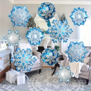 5pcs Large Snowflake Foil Balloons Christmas Snowflake Balloons Birthday Party Carnival Christmas New Year Christmas Family Party Decoration Gift Supplies Easter gift