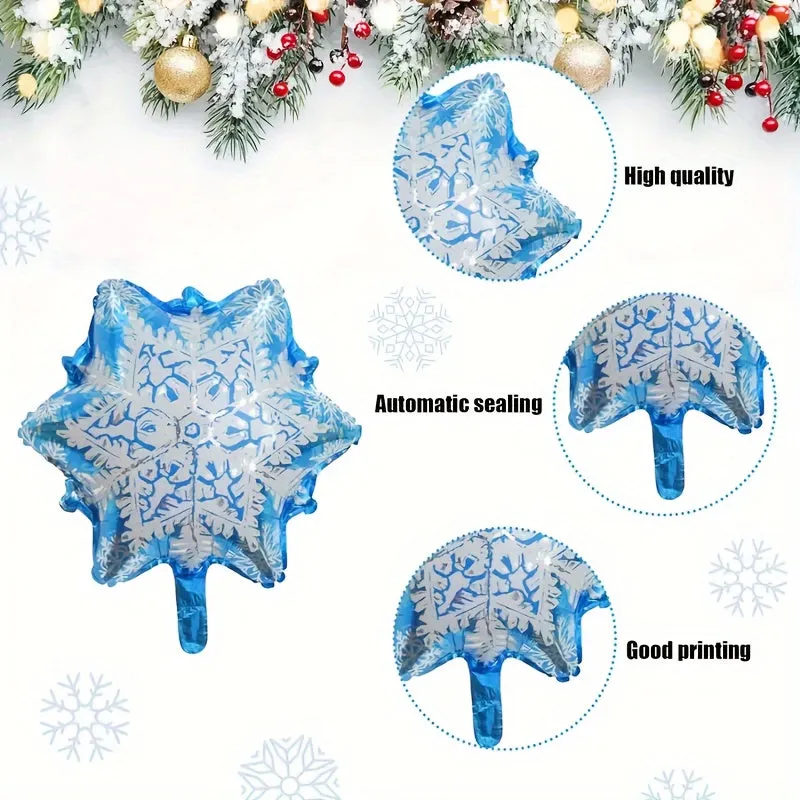 5pcs Large Snowflake Foil Balloons Christmas Snowflake Balloons Birthday Party Carnival Christmas New Year Christmas Family Party Decoration Gift Supplies Easter gift