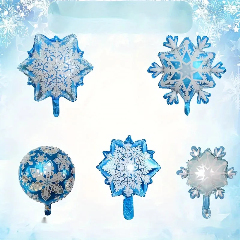 5pcs Large Snowflake Foil Balloons Christmas Snowflake Balloons Birthday Party Carnival Christmas New Year Christmas Family Party Decoration Gift Supplies Easter gift