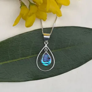 Abalone Double Teardrop Necklace - Sterling Silver, Indonesia