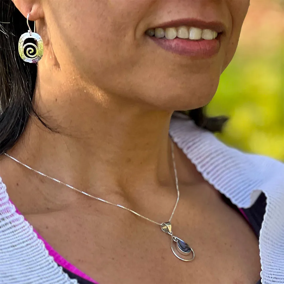 Abalone Double Teardrop Necklace - Sterling Silver, Indonesia