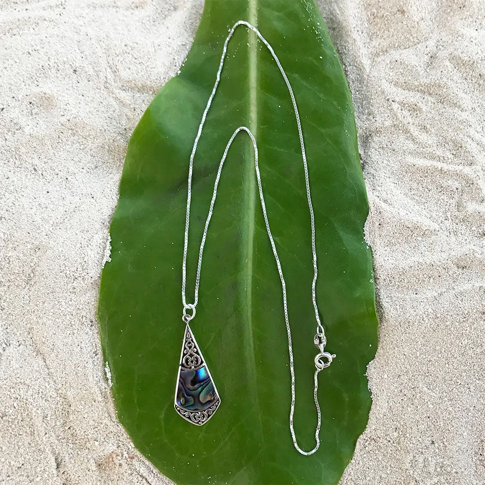 Abalone Filigree Necklace - Sterling Silver, Indonesia
