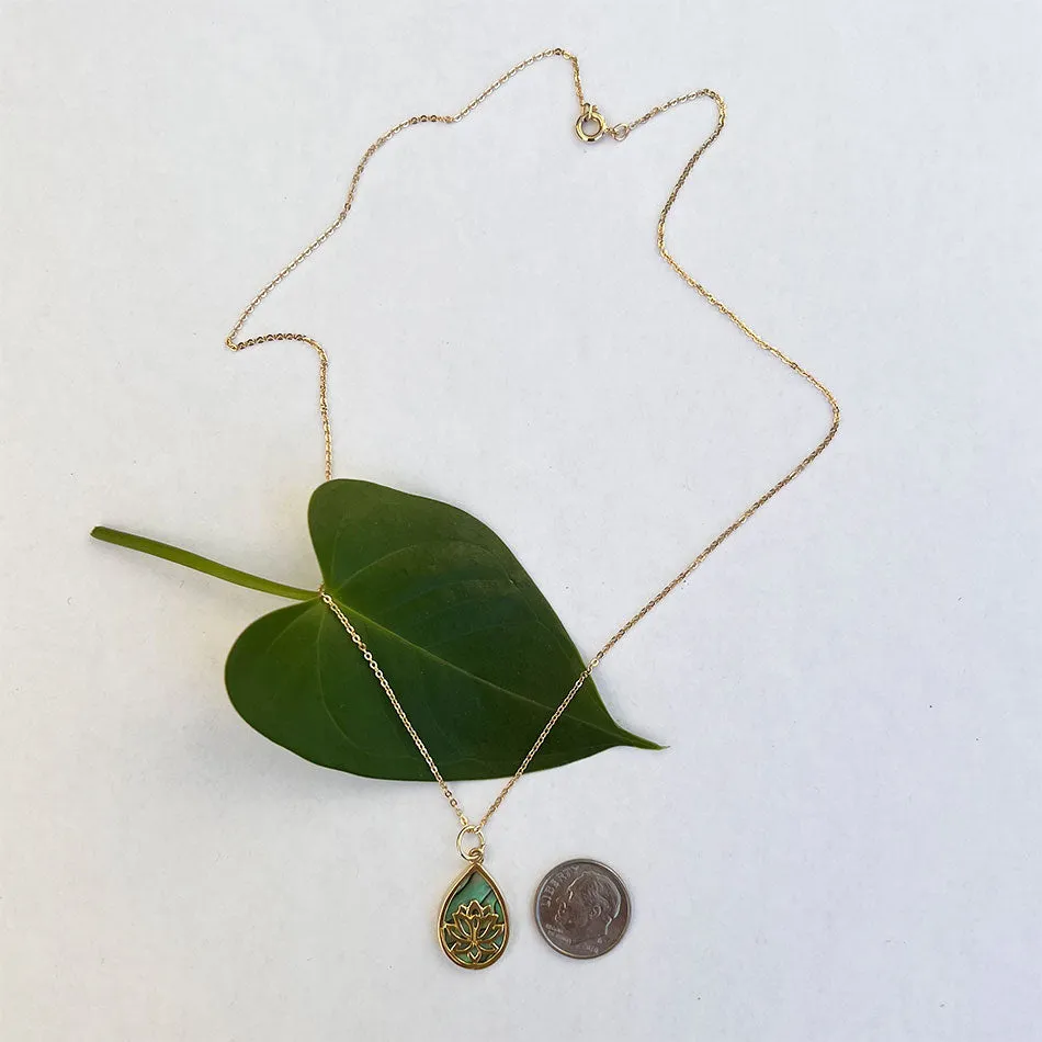 Abalone Lotus Necklace - Brass, Indonesia