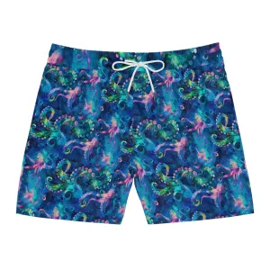 Abstract Space Octopi Men's Mid-Length Swim Shorts
