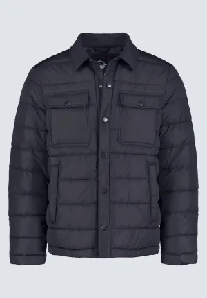 Aiden Men's Quilted Button-Front Jacket, Black - OBMFJ001