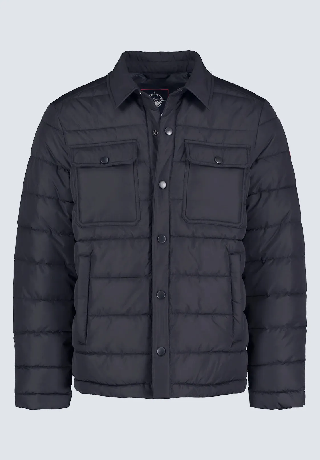 Aiden Men's Quilted Button-Front Jacket, Black - OBMFJ001