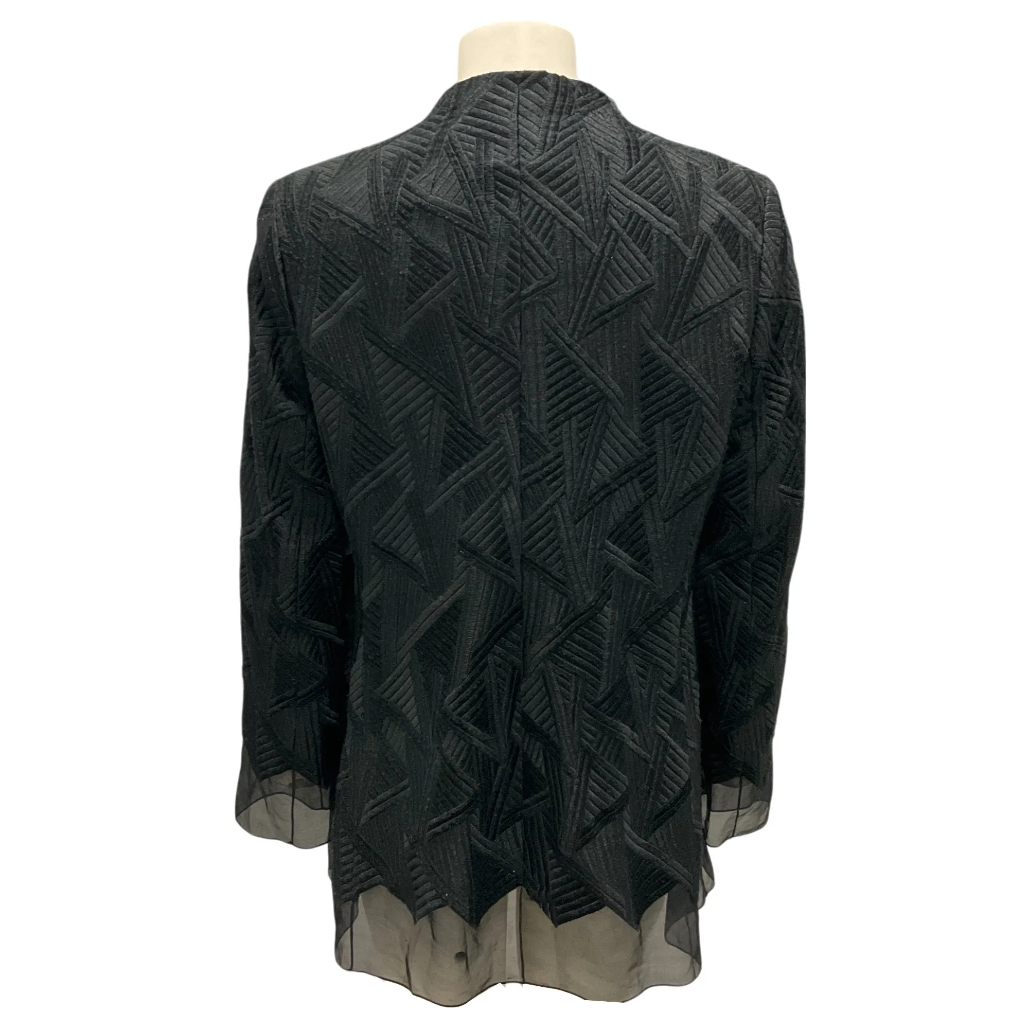 Akris Black Sheer Silk Trimmed Embroidered Evening Jacket