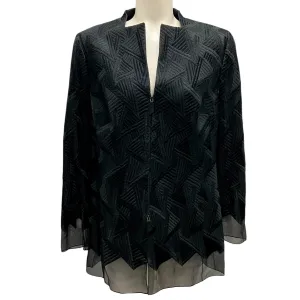 Akris Black Sheer Silk Trimmed Embroidered Evening Jacket