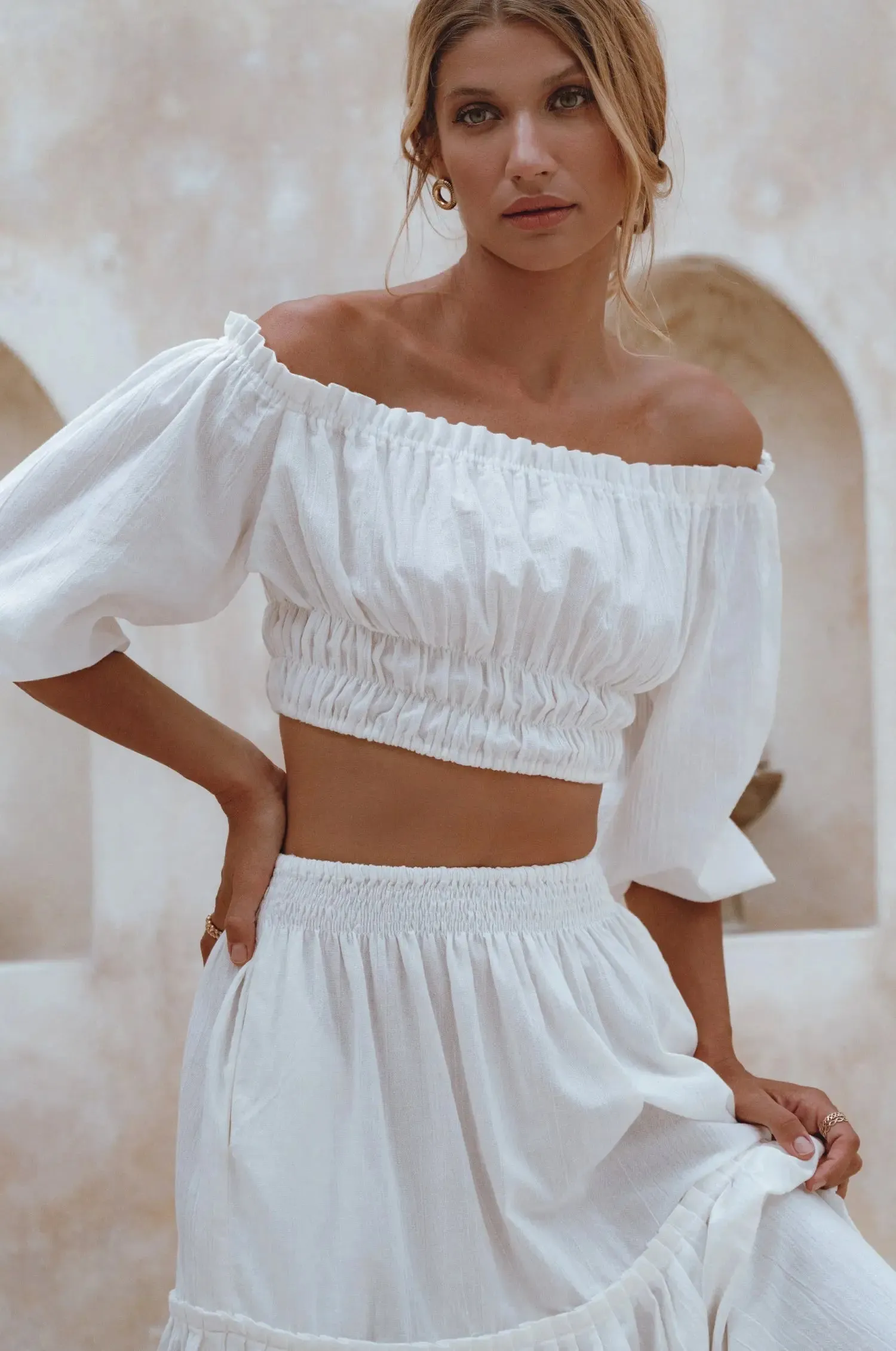 Annabelle Linen Cropped Top by Bali ELF