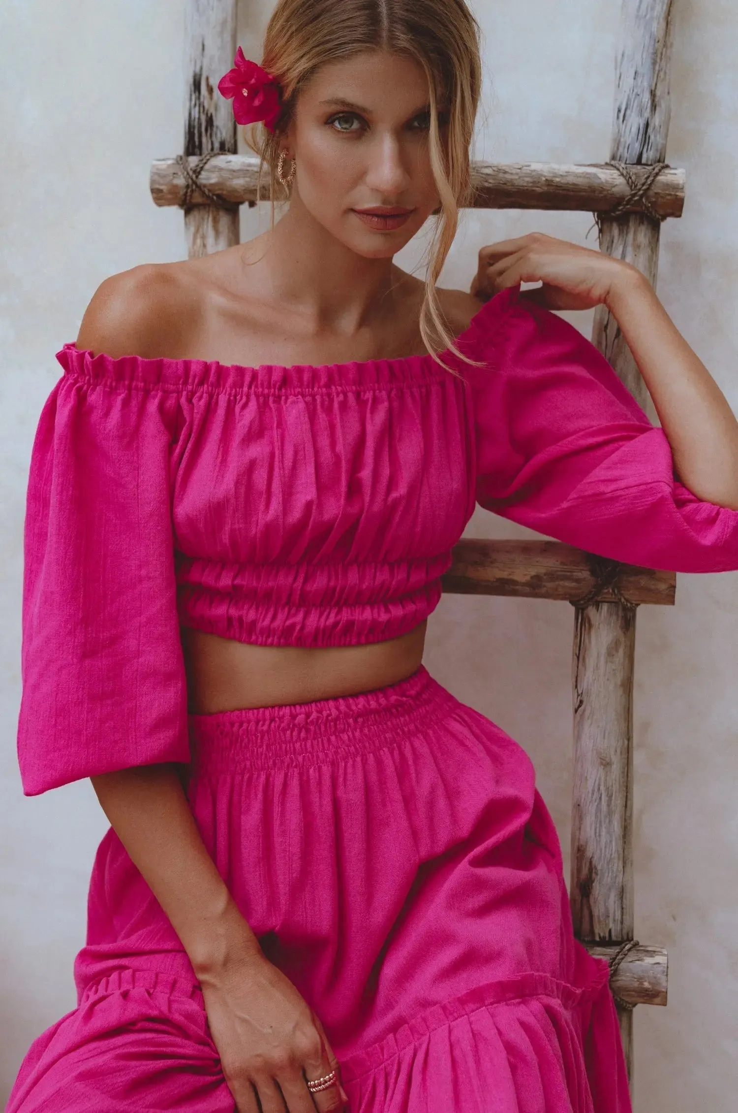 Annabelle Linen Cropped Top by Bali ELF