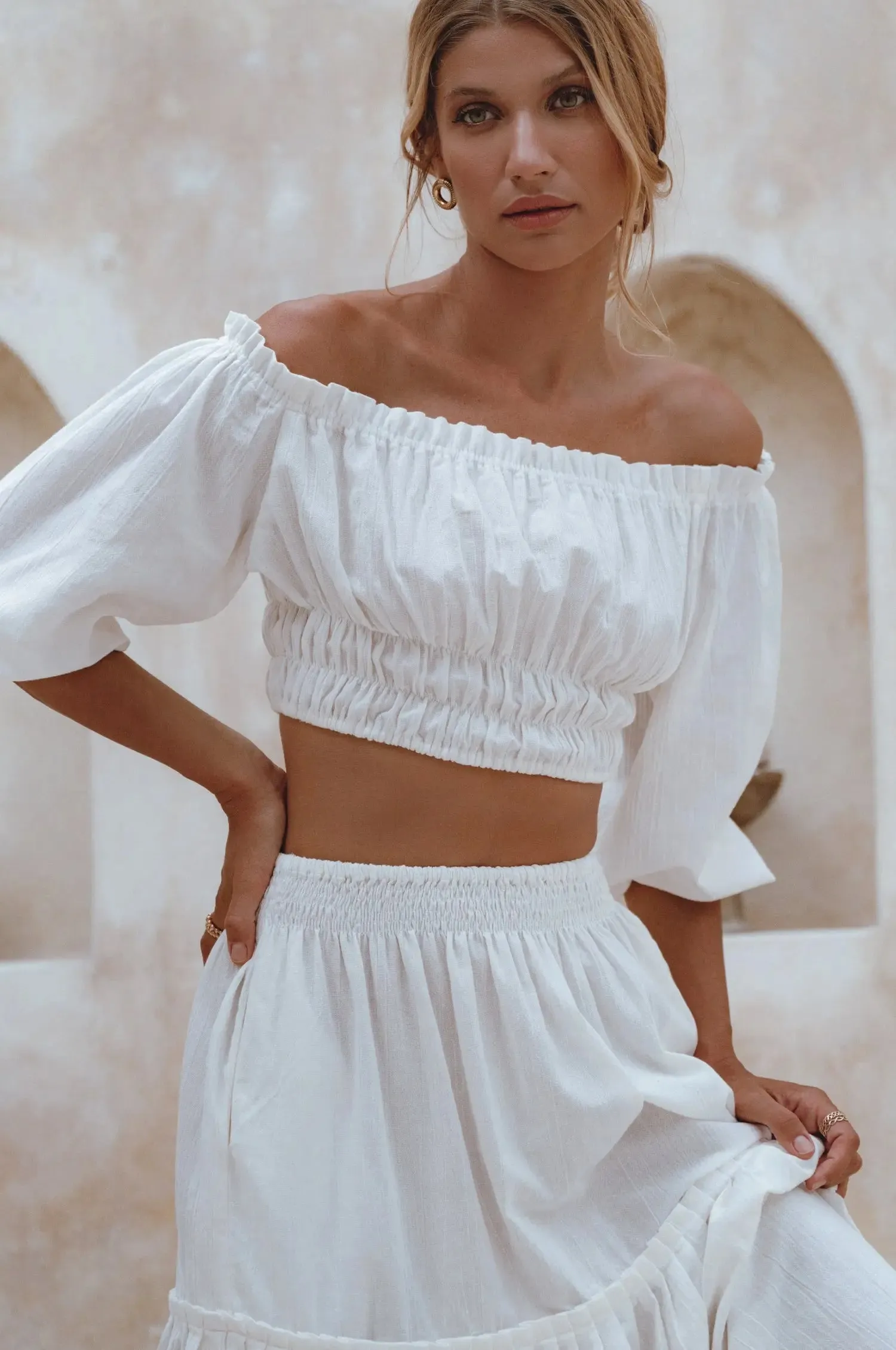 Annabelle Linen Cropped Top by Bali ELF