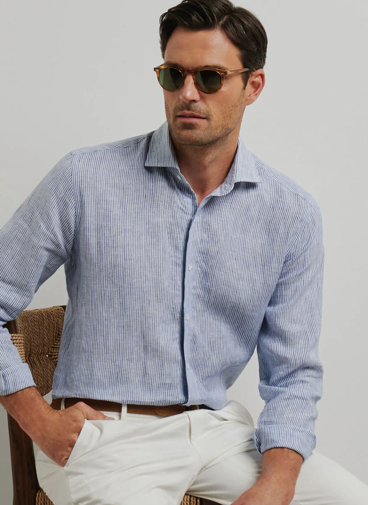 Astino Lino Stripe Sport Shirt
