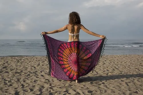Back From Bali Womens Beach Swimsuit Bikini Cover Up Wrap and Clip Sarong Peacock Gaza Red