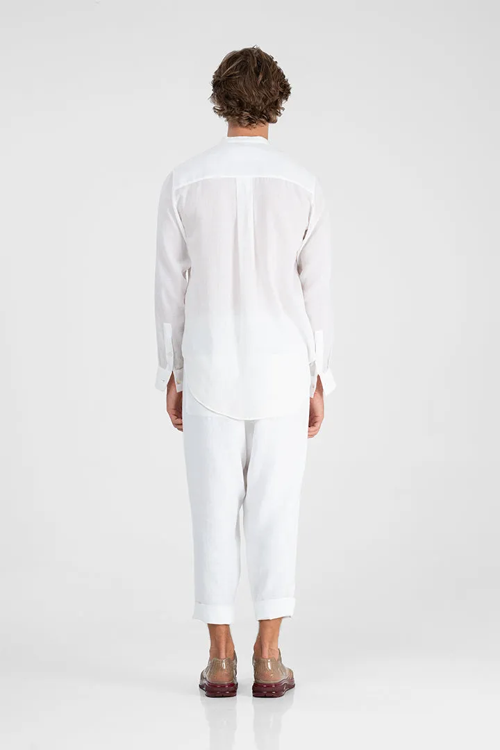 Bao - Lightweight grandpa collar long sleeves dress