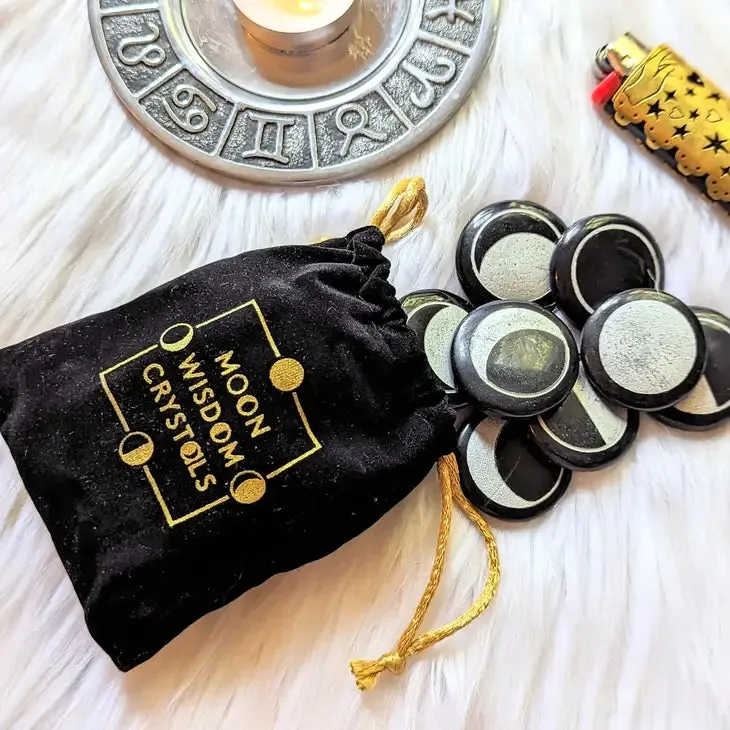 Black Jasper Moon Phase Set with Guidebook FB3297 🌝🌝