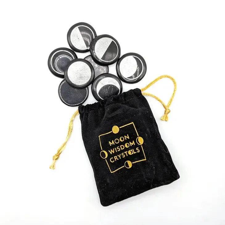 Black Jasper Moon Phase Set with Guidebook FB3297 🌝🌝