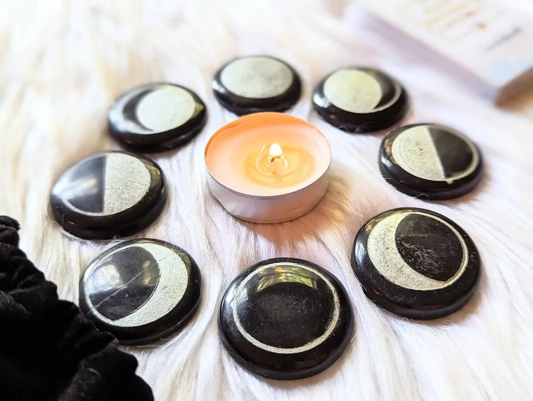 Black Jasper Moon Phase Set with Guidebook FB3297 🌝🌝