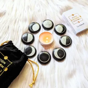 Black Jasper Moon Phase Set with Guidebook FB3297 🌝🌝