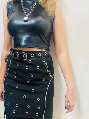 Black Metallic Crop Top