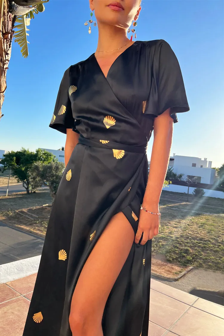 Black Shell Foil Zsa Zsa Dress