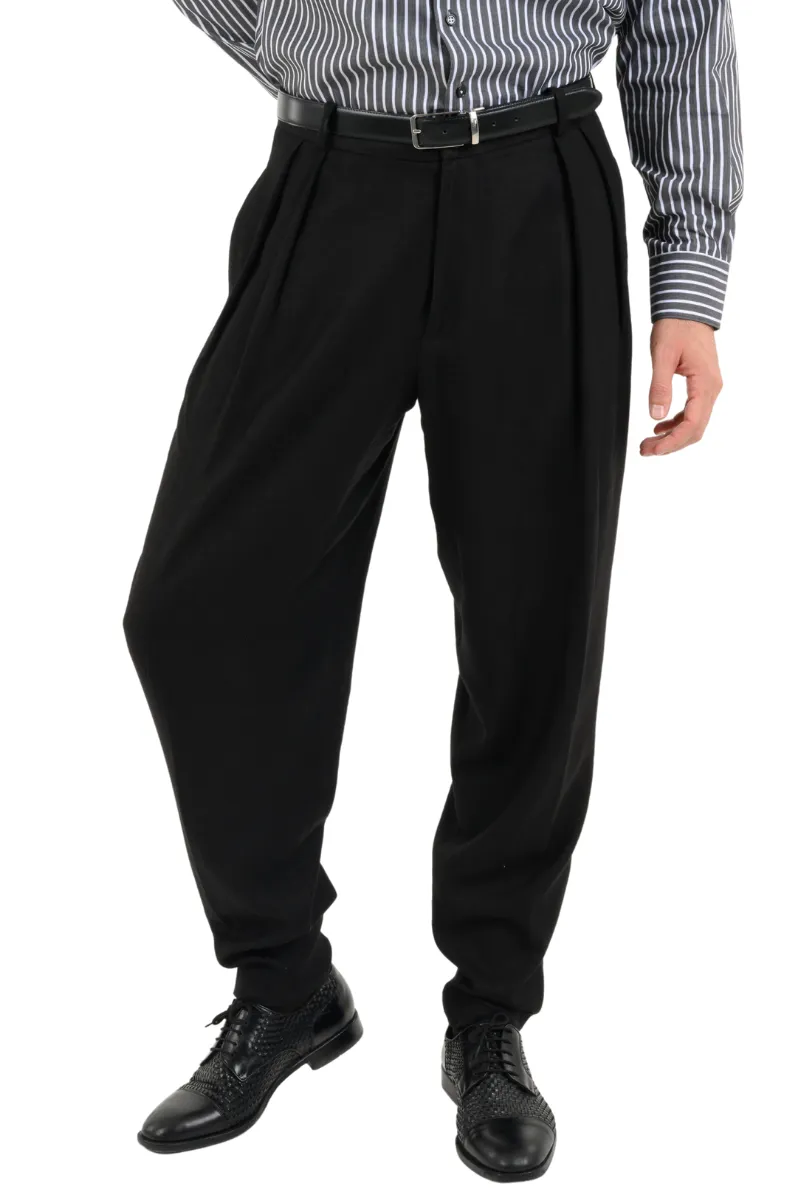 Black Tango Trousers With Two Inverted Pleats