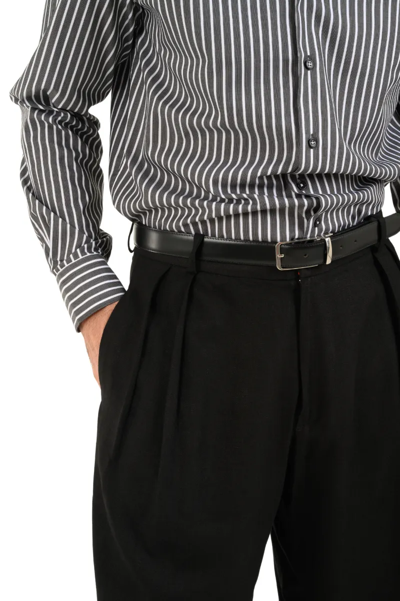 Black Tango Trousers With Two Inverted Pleats