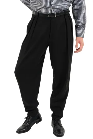 Black Tango Trousers With Two Inverted Pleats