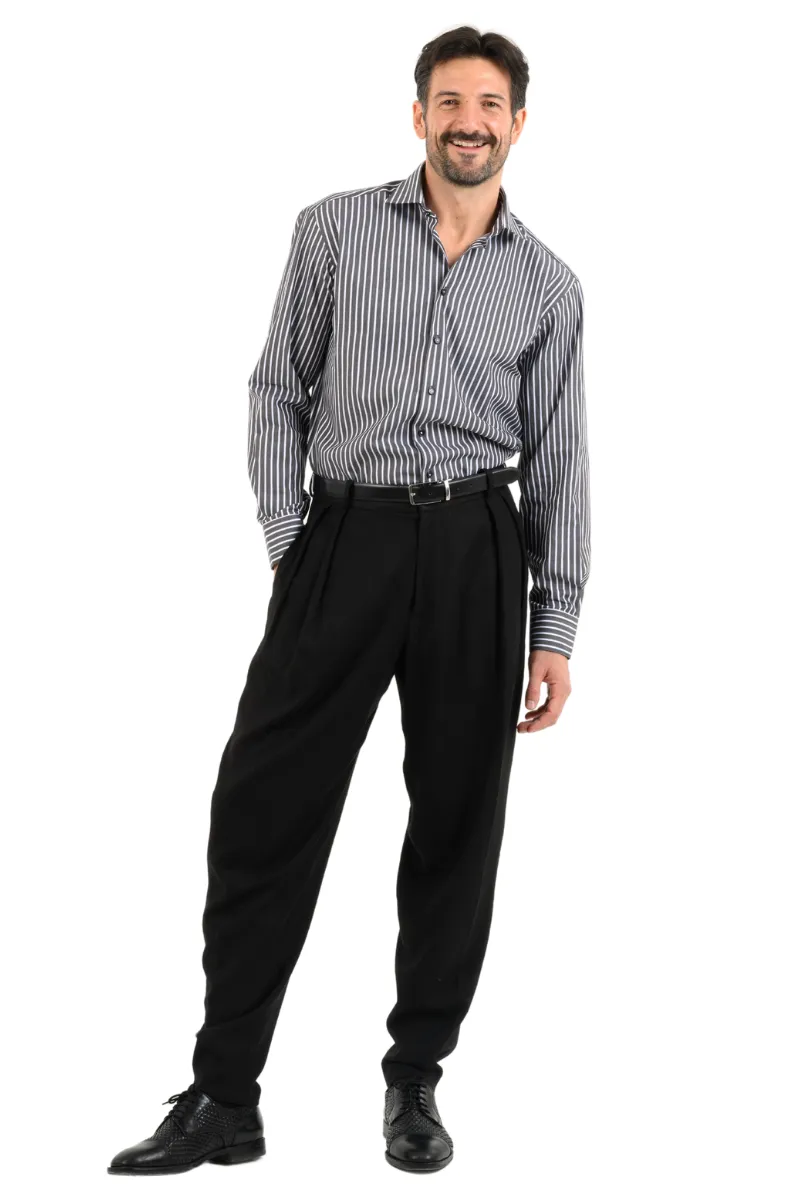 Black Tango Trousers With Two Inverted Pleats
