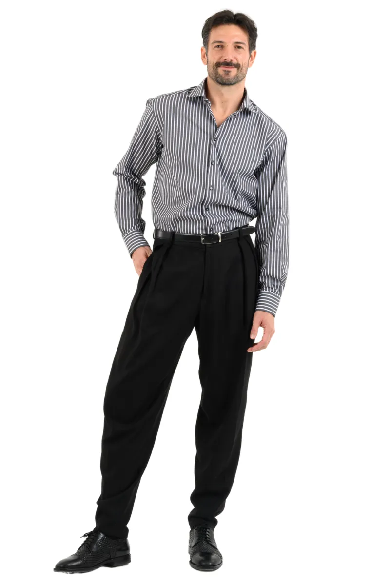 Black Tango Trousers With Two Inverted Pleats