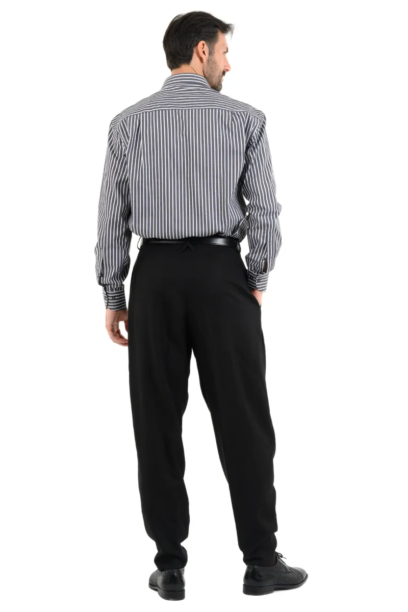 Black Tango Trousers With Two Inverted Pleats