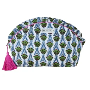 Block Print Wash Bag L- Blue/Green