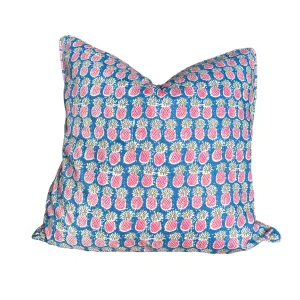 Blue Pineapple Block Print Pillow 24x24