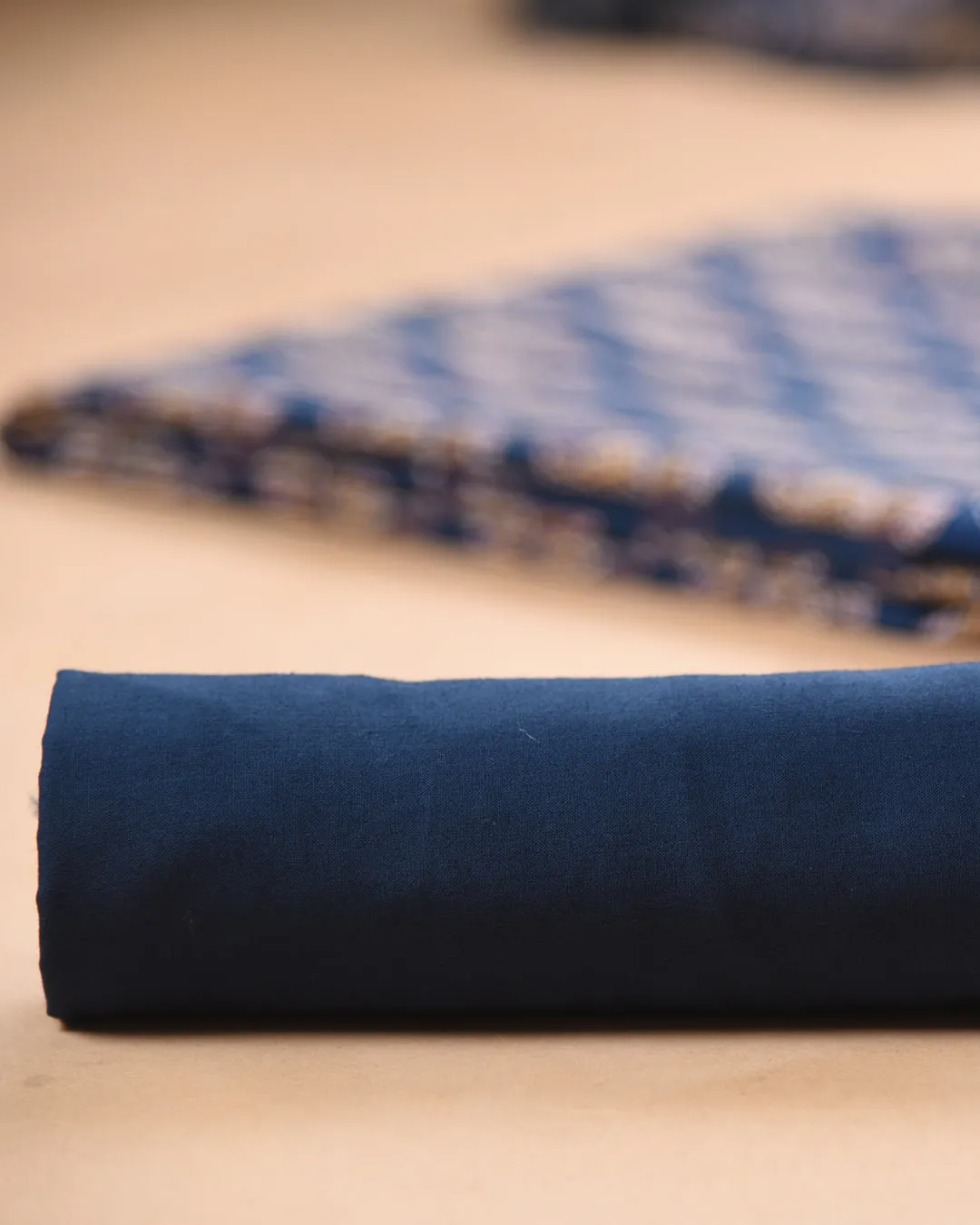 Blue With Yellow Pure Cotton Hand Block Printed With Embroidery Unstitched Suit Fabric Set With Chanderi Hand Block Printed Dupatta