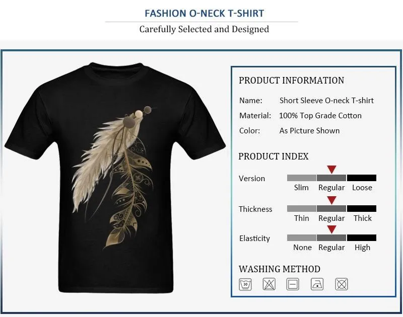 Bohemian Feather Printed Men's T Shirts