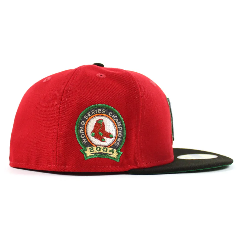 Boston Red Sox 2004 World Series Champion New Era 59Fifty Fitted Hat (Scarlet Red Black Green Under Brim)