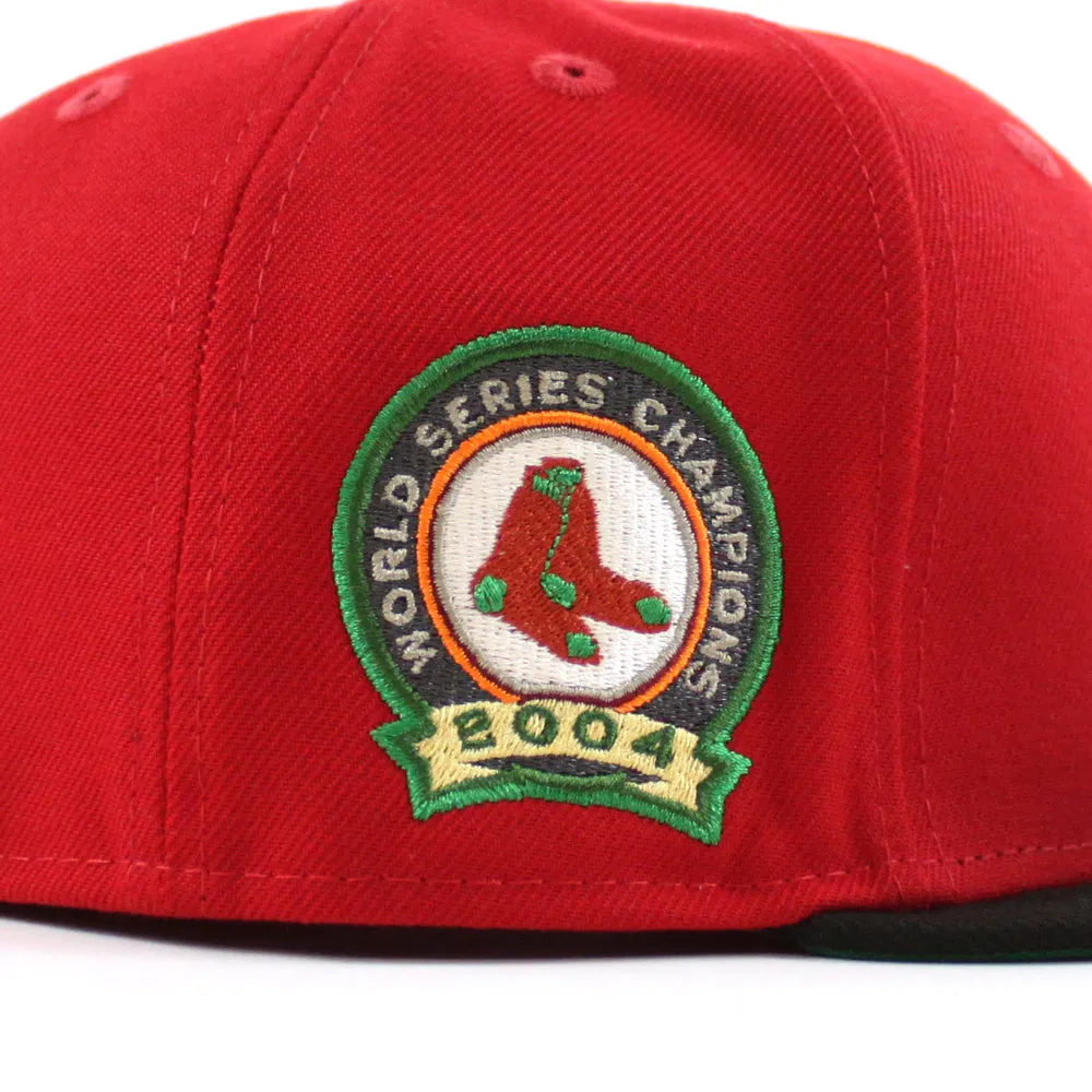 Boston Red Sox 2004 World Series Champion New Era 59Fifty Fitted Hat (Scarlet Red Black Green Under Brim)