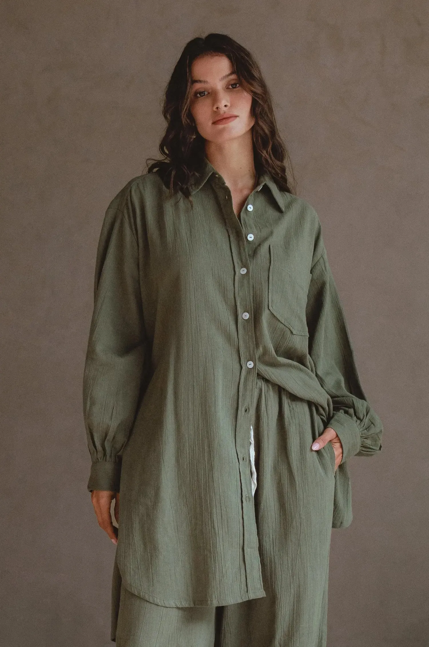 Calin Oversized Long Sleeve Shirt by Bali ELF