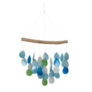 Capiz Shell Chimes - Aqua Teardrop