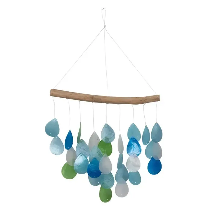 Capiz Shell Chimes - Aqua Teardrop