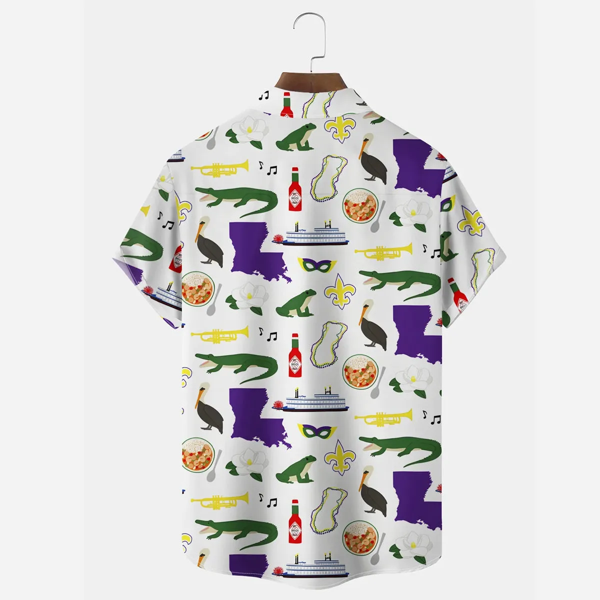 Carnival Cartoon Print Casual Men's Short Sleeve Shirt