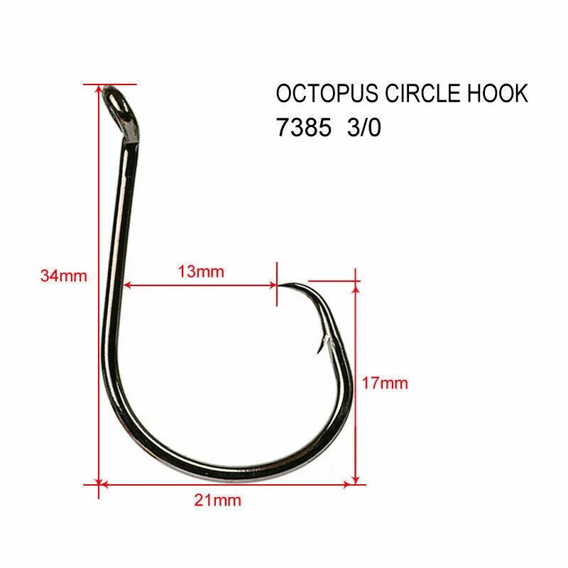Chemically Sharpened Octopus Circle Hooks Fishing Tackle